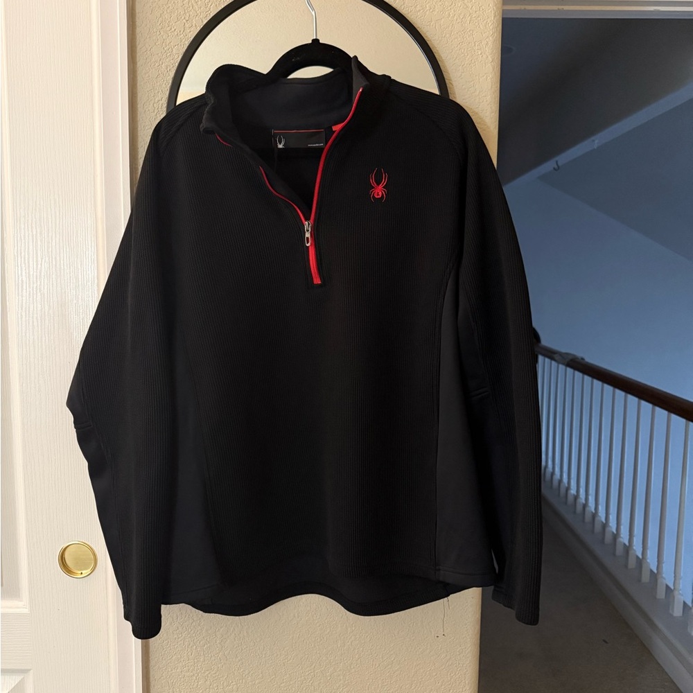 Spyder Men's Zip-Up Black Sweater with Red Details